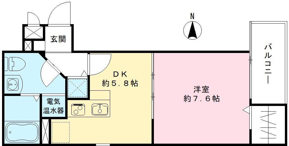 リタコート(1DK/3階)の間取り写真