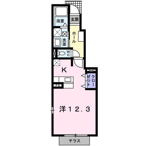 レオンK・S2(ワンルーム/1階)の間取り写真
