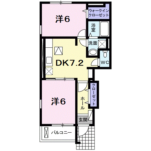 セプト・クルール(2DK/1階)の間取り写真