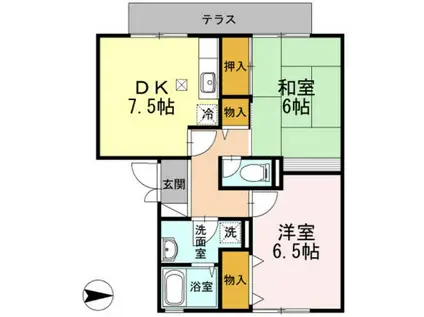 グリーンハウス新伊丹(2DK/1階)の間取り写真