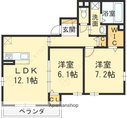 コルン コウロエン(2LDK/2階)の間取り写真