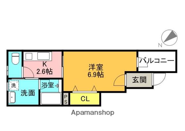 CROUD甲子園里中町(1K/1階)の間取り写真