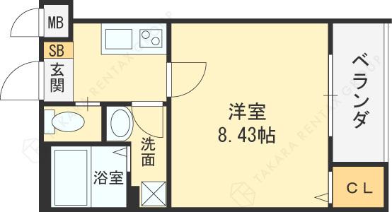 E-インフィニティ塚口(1K/1階)の間取り写真
