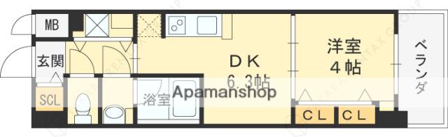VERDE与古道(1DK/3階)の間取り写真