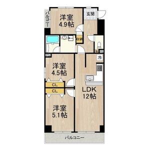 パークモダン伊丹(3LDK/4階)の間取り写真