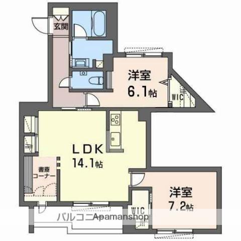 シャーメゾン甲子園口エスポアール(2LDK/2階)の間取り写真