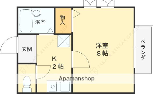 聚楽荘A棟(1K/2階)の間取り写真
