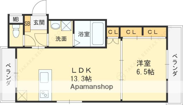 ハッピーホームレジデンス夙川公園(1LDK/2階)の間取り写真
