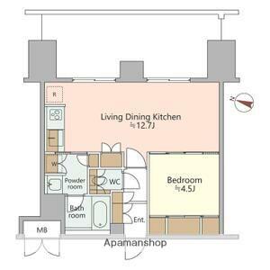 ジオエント西宮北口(1LDK/14階)の間取り写真