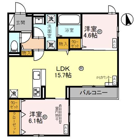 クラシスト甲子園一番町1(2LDK/3階)の間取り写真