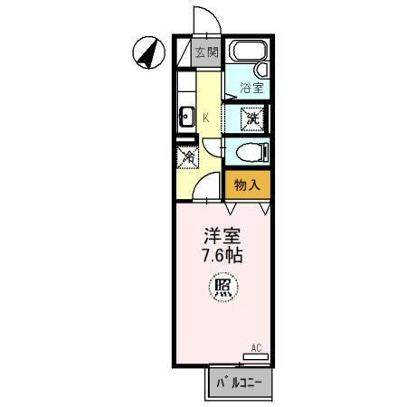 ドミール芦屋(1K/2階)の間取り写真