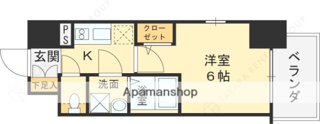 エスリード新大阪ザ・プレミアウエスト(1K/6階)の間取り写真