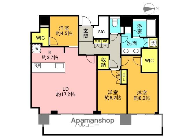 ジオタワー宝塚グランレジス(3LDK/32階)の間取り写真
