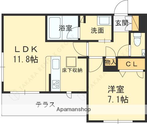 シャーメゾンプルミエ甲東園(1LDK/1階)の間取り写真