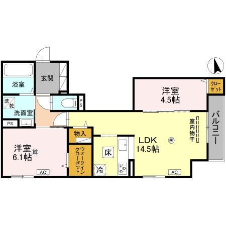 メゾン・ド・プティエル今津(2LDK/1階)の間取り写真