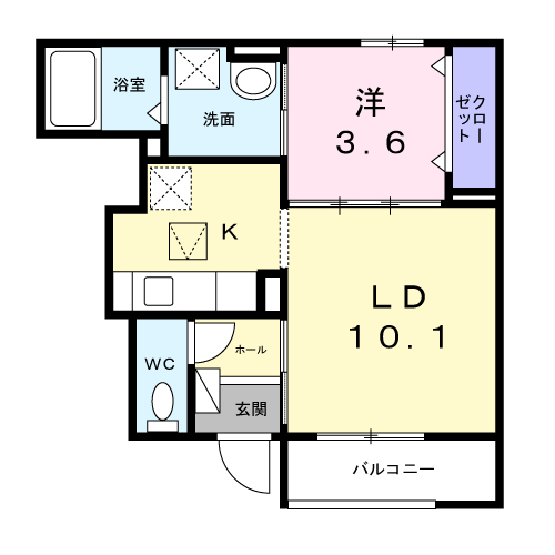 コート向田イースト(1LDK/1階)の間取り写真
