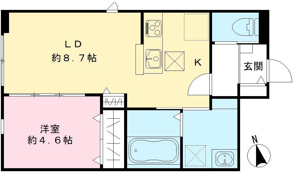オリビア苦楽園(1LDK/1階)の間取り写真