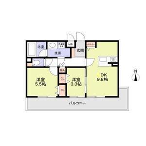 ブライトガーデン(2DK/1階)の間取り写真