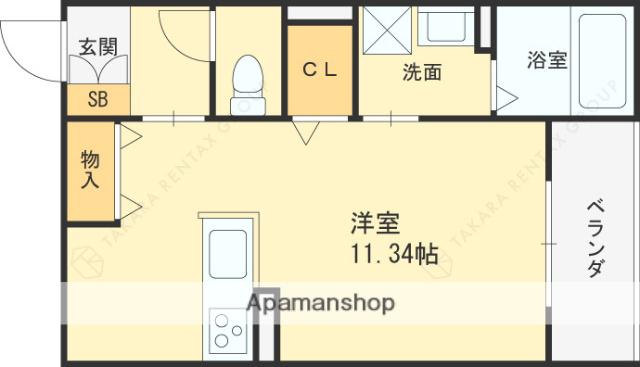 グランディール清華Ⅱ(ワンルーム/1階)の間取り写真