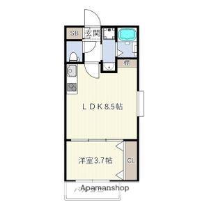 SMITH武庫川(1LDK/1階)の間取り写真