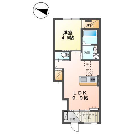 西宮市山口町下山口アパート工事(1LDK/1階)の間取り写真