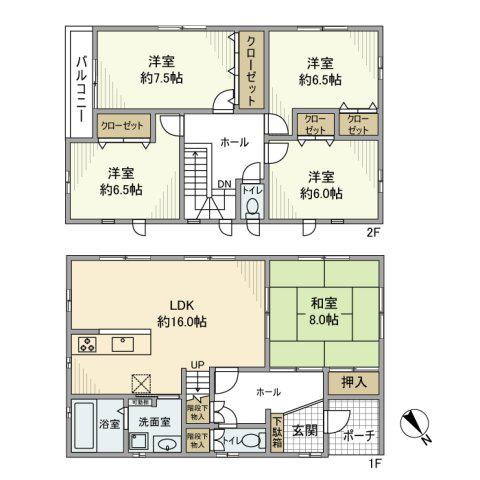 福知山線 西宮名塩駅 バス乗車時間：13分 平成台山手バス停で下車 徒歩2分 2階建 築20年(5LDK)の間取り写真