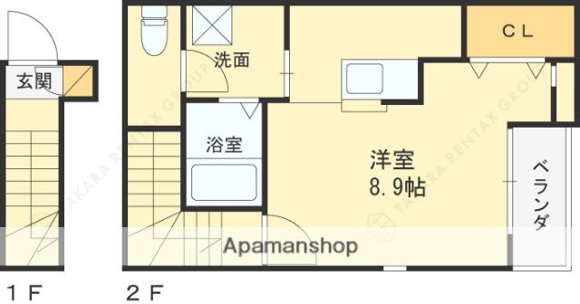 あんしんVER五ケ山22-2001(ワンルーム/3階)の間取り写真