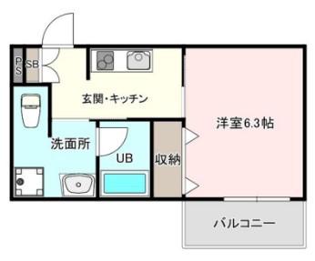 IDCパロス甲子園(1K/2階)の間取り写真