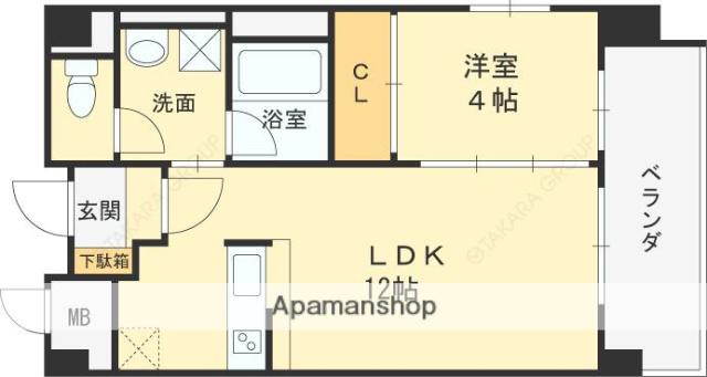 フルール・プレンヌ(1LDK/2階)の間取り写真