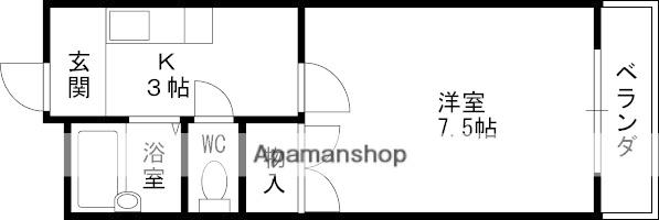 フレンズA棟(1K/1階)の間取り写真