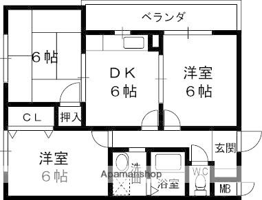 シャルマンコート西宮(3DK/4階)の間取り写真