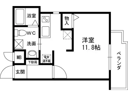 リタコート(ワンルーム/2階)の間取り写真