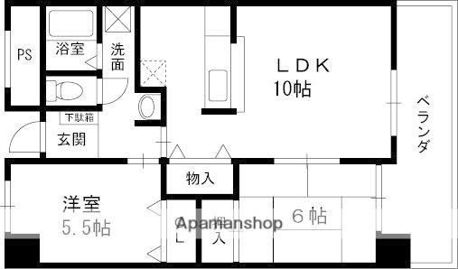 グレースコート西宮(2LDK/3階)の間取り写真