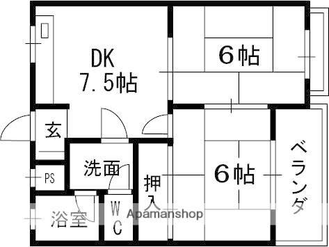 コスモパレス甲東園(2DK/3階)の間取り写真