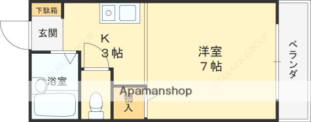 ヘーレンフラット(ワンルーム/2階)の間取り写真