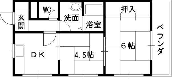 ジーベンモルゲン(2DK/1階)の間取り写真