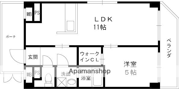 菟原ビル(1LDK/4階)の間取り写真