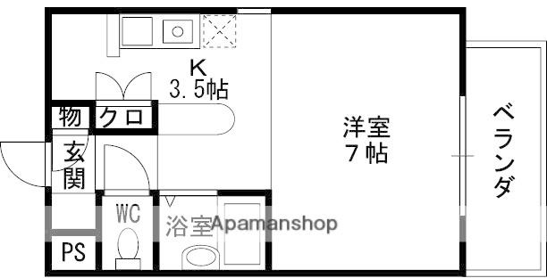 ペアコート仁川(ワンルーム/3階)の間取り写真