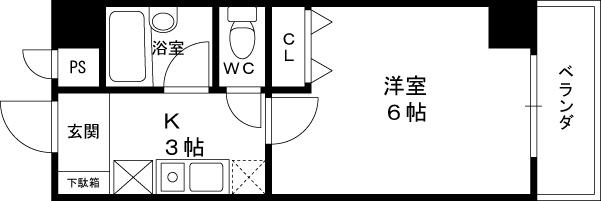 パルメーラ甲子園口(1K/3階)の間取り写真