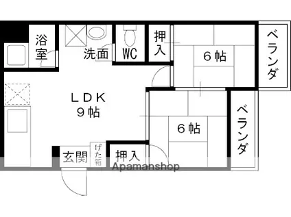 オーティハイツ広田(2DK/4階)の間取り写真