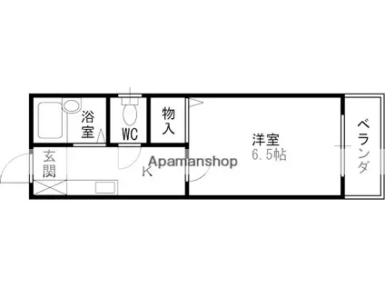 ジュネス夙川(1K/3階)の間取り写真