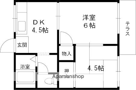 信夫ハイツ(2DK/1階)の間取り写真