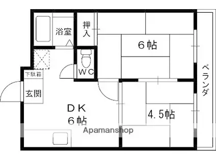 ハイツ永井(2DK/1階)の間取り写真