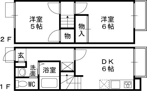 レオパレス広田(2DK/1階)の間取り写真