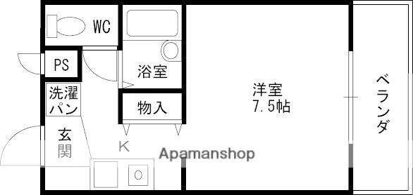 フルール夙川(1K/1階)の間取り写真