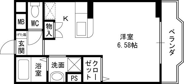 グランジェルメ(1K/2階)の間取り写真