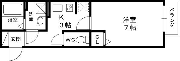 モナリエ園田(1K/1階)の間取り写真