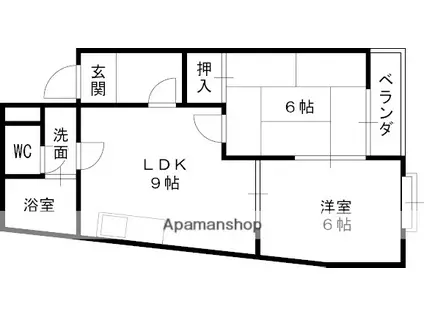 大宝ココグラン山本(2DK/4階)の間取り写真