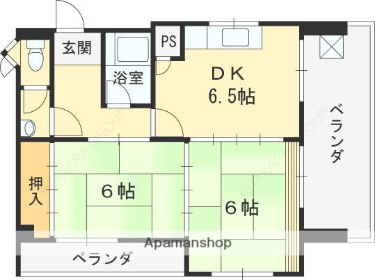 三楽レジデンス(2DK/4階)の間取り写真