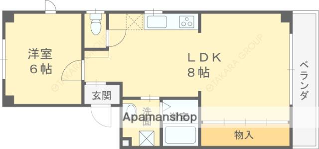 プチ・シェ・モア(2DK/1階)の間取り写真